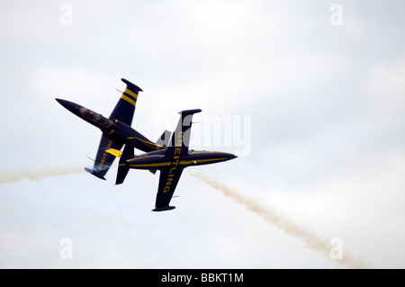 Ferte Alais Breitling Jet Team passing extremely close Stock Photo