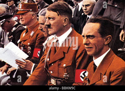 HITLER with Goebbels at right at a Nazi rally in Stuttgart in 1933 Stock Photo