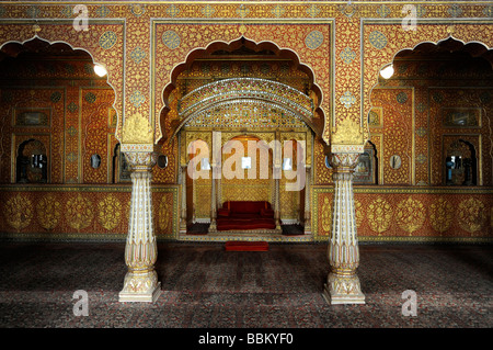 Private audience hall, Anup Mahal, Junagarh Fort, city palace, Bikaner, Rajasthan, North India, South Asia Stock Photo