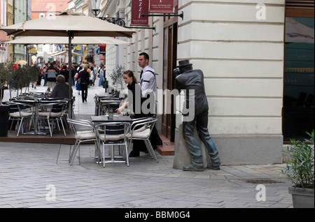 The statue of paparazzi in Bratislava Slovakia Stock Photo