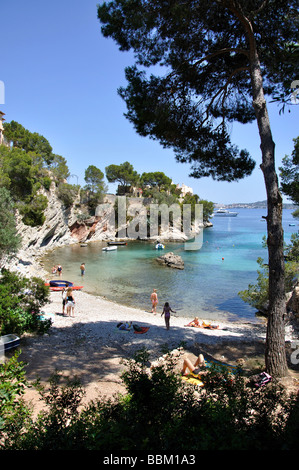 Platja de Cala Fornells, Cala Fornells, Cala Fornells, Andratx Municipality, Mallorca, Balearic Islands, Spain Stock Photo