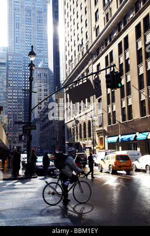 cyclist New York street, New York Stock Photo