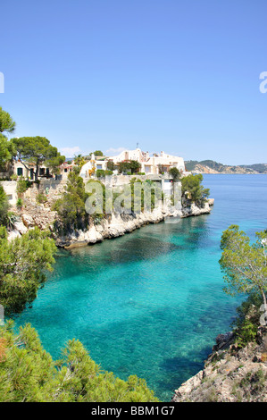 Entrance to cove, Cala Fornells, Andratx Municipality, Mallorca, Balearic Islands, Spain Stock Photo