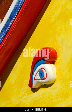 MALTA. The Eye of Osiris on a traditional luzzu (Maltese fishing boat). 2009. Stock Photo