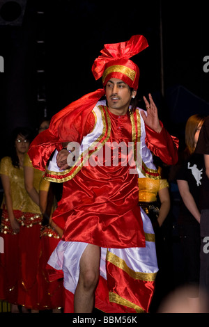 punjabi indian dancers bhangra music dancing night Medway Fuse Festival Chatham Riverside Kent England UK Europe Stock Photo