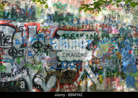 Lennon Wall Was Painted After The Death Of John Lennon In 1980 It Is On Kampa Island On The Bank Of The River Vltava In Prague Stock Photo Alamy