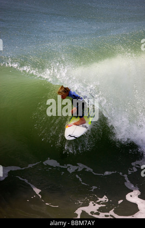 Kolohe Andino competing in the Katin Pro Am surf competition at Huntington Beach Pier Orange County California Stock Photo