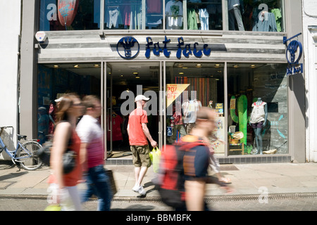 Shoppers in front of the Fat Face clothes Store, Market Street, Cambridge, UK Stock Photo