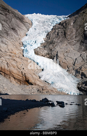 Briksdalsbreen, a glacier tongue of the Jostedalsbreen, Sogn og Fjordane, Norway Stock Photo