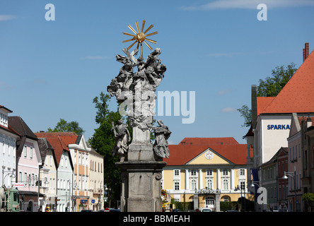 Pillar at town square, Eferding, Upper Austria, Austria, Europe Stock Photo