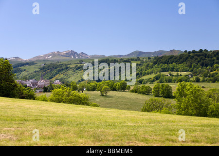 In Spring, a view of the Besse village (Auvergne - France). Au Printemps, une vue du village de Besse (Puy-de-Dôme - France). Stock Photo