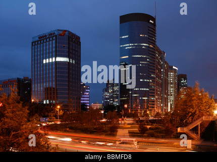 China, Beijing. Office Buildings in Beijing taken at twilight. Stock Photo