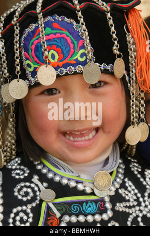 cute Hani minority girl in Yuanyang China Stock Photo