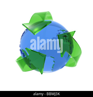 three arrow spinning on globe Stock Photo