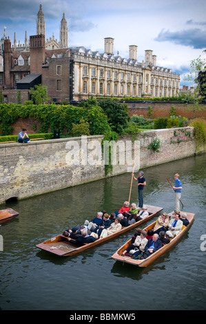 Punting on the River Cam, with Clare college and King's College Chapel in the background. Stock Photo