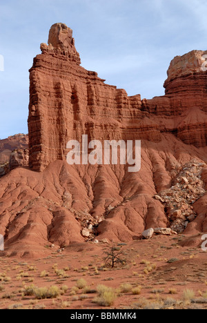 Chimney Rock on Highway 24, Capitol Reef National Park, Utah, USA Stock Photo