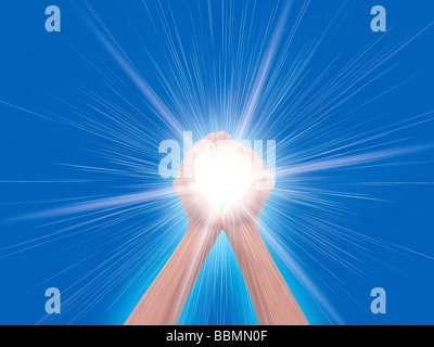 Close-up of beams in hands Stock Photo