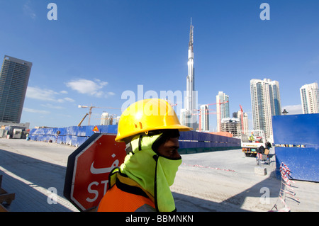 Dubai United Arab Emirates Construction workers at the Downtown Dubai Development Photo Paolo Bona Stock Photo