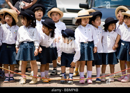 Japanese school children Stock Photo