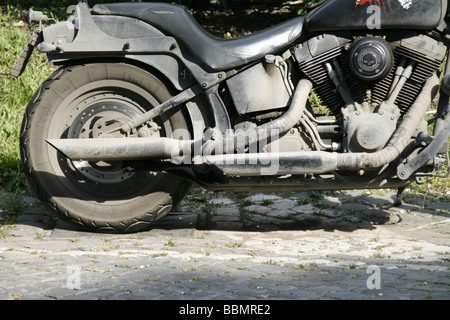 detail of one dirty harley davison motorbike Stock Photo