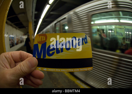 A New York City MTA metrocard in the subway on Friday May 22 2009 Frances M Roberts Stock Photo