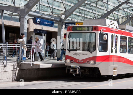 The Light Rail Transit system in Calgary Alberta Canada Stock Photo