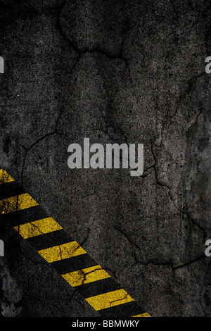 Asphalt background texture with construction signs Stock Photo