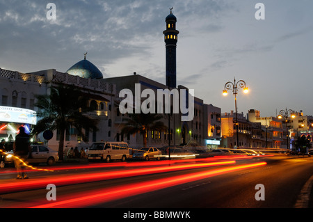 Historic houses at the Corniche of Mutrah, Muscat, Sultanate of Oman, Arabia, Middle East Stock Photo