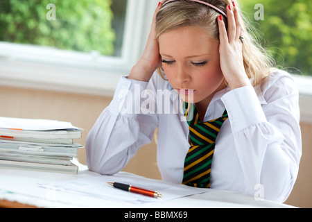 School girl revising Stock Photo