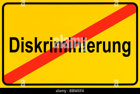 Sign city limits, symbolic image for the end of discrimination Stock Photo