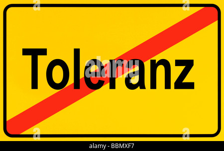 Sign city limits, symbolic image for the end of tolerance Stock Photo