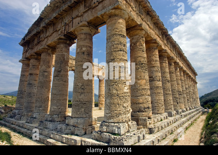Ancient Greek Doric Temple Segesta archaeological site Sicily Italy Stock Photo