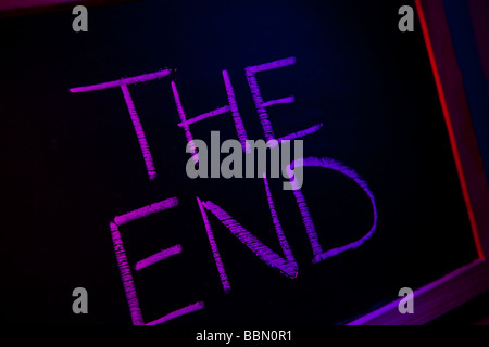 'THE END ' WRITTEN ON BLACKBOARD Stock Photo