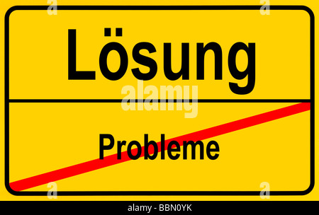 Sign city limits, symbolic image for solving problems