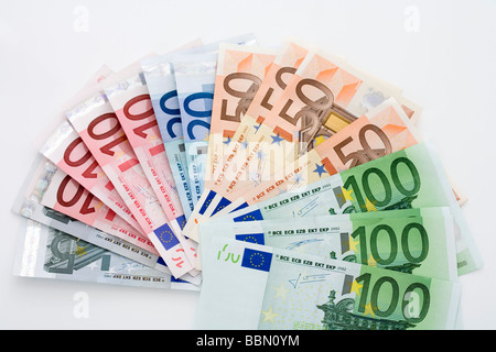 Euro notes fanned out, close up Stock Photo