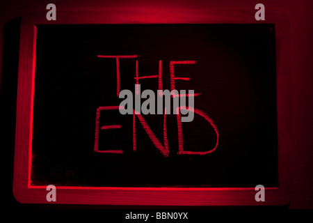 'THE END ' WRITTEN ON BLACKBOARD Stock Photo