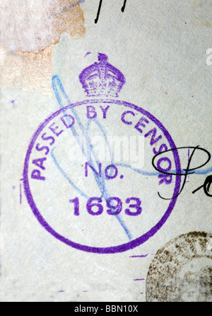 Passed by censor postmark Stock Photo