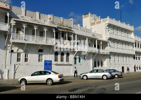 Historic merchant houses at the Corniche of Mutrah, Muscat, Sultanate of Oman, Arabia, Middle East Stock Photo