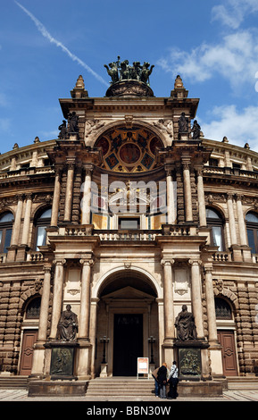 Entrance of the Semper Opera, Dresden, Saxony, Germany, Europe Stock Photo