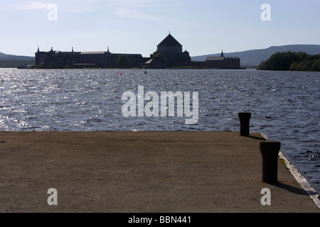 pier looking towards station island at Lough Derg pilgrimage site county donegal republic of ireland Stock Photo