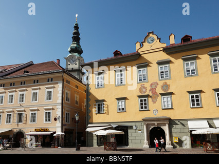 Old town hall, old square, steeple of St. Egyd, Klagenfurt, Carinthia, Austria, Europe Stock Photo