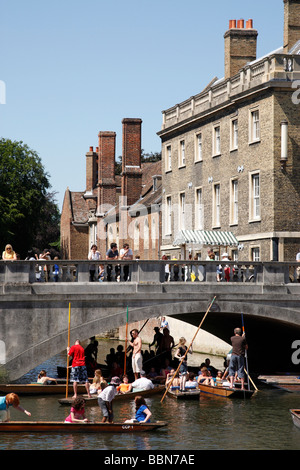 punting on the river cam near granta place with silver street bridge in the background cambridge uk Stock Photo