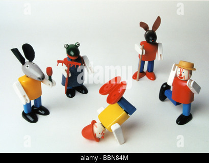 toys, miniature figures, different Kellner stack figures, made by VEB Plastspielwaren Tabarz, GDR, 1970s, Stock Photo
