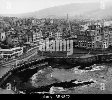 geography / travel, Great Britain, Ilfracombe, city views / cityscapes, view from harbour, 1960s, Stock Photo