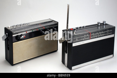 broadcast, radio, radio sets, portable Stern Dynamic 2030 and 2220 IC (R 200-30 and R 200-20), made by VEB Stern-Radio Berlin, GDR, 1974 / 1975, Stock Photo