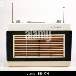 broadcast, radio, radio sets, portable radio Stern 3, made by VEB Stern-Radio Rochlitz / VEB Stern-Radio Berlin, GDR, 1962, historic, historical, 20th century, East-Germany, East Germany, DDR, radio set, technic, design by Jürgen Peters, Juergen, Jurgen, 1960s, 60s, clipping, Stock Photo