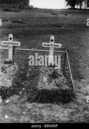 events, Second World War / WWII, Russia 1941, German military graves, July 1941, Stock Photo