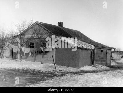 events, Second World War / WWII, Russia, cities / villages / landscapes, farmhouse in a village near Rostov-on-Don, winter 1942 / 1943, Stock Photo