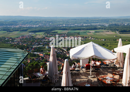 View from the Stift Goettweig monastery on Furth and Krems, Wachau, Mostviertel region, Lower Austria, Austria, Europe Stock Photo