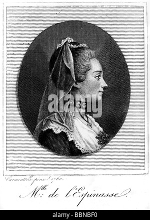 Jeanne Julie Éléonore de Lespinasse, 1732 1776. French salon holder